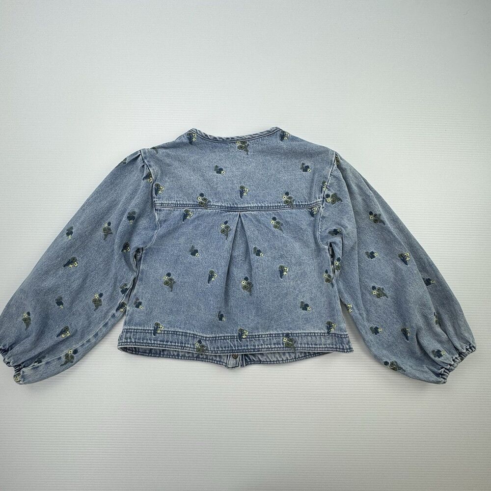 Pilcro Anthropologie Collarless Embroidered Denim Swing Jacket Women's S Floral - Picture 7 of 11